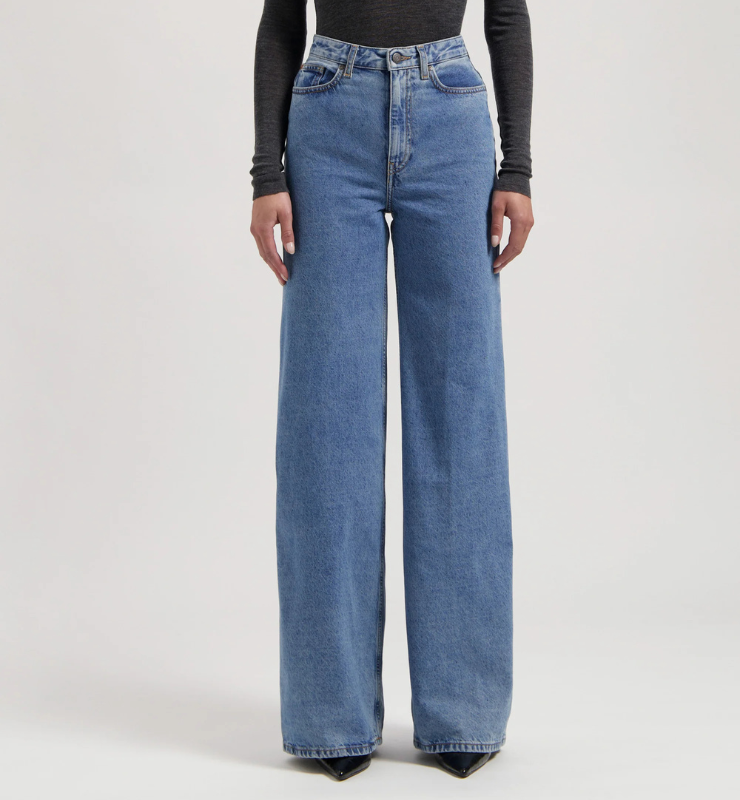 Jeans Donna vita alta palazzo in Cotone Biologico e Riciclato