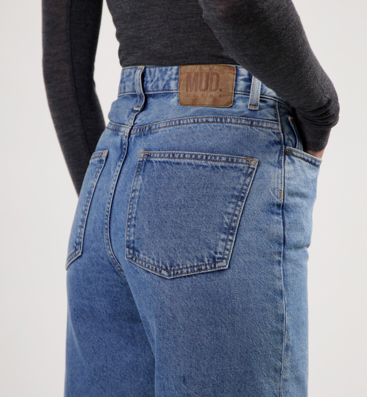 Jeans Donna vita alta palazzo in Cotone Biologico e Riciclato