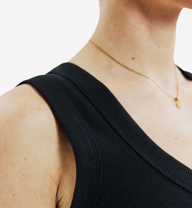 Canotta scollo a v a costine in Cotone Biologico