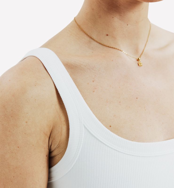 Canotta spallina fina a costine in Cotone Biologico