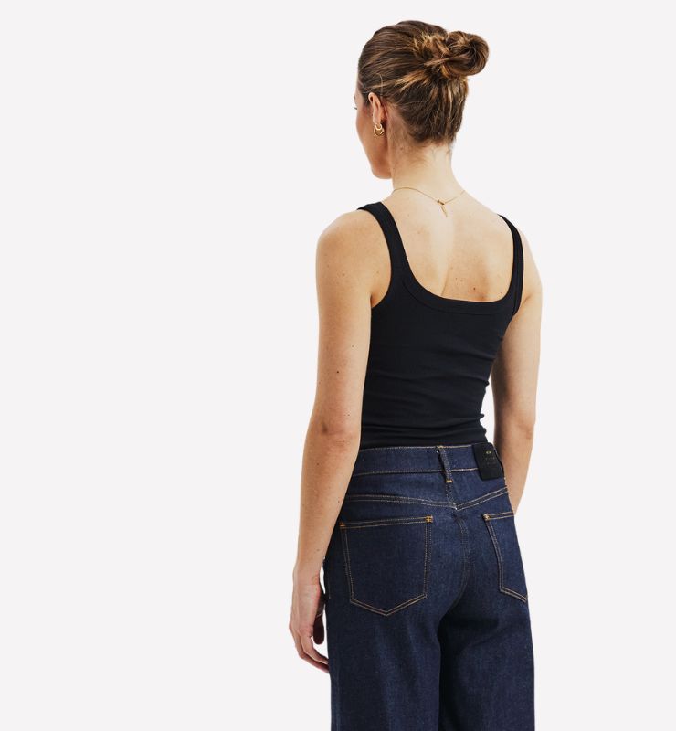 Canotta spallina fina a costine in Cotone Biologico