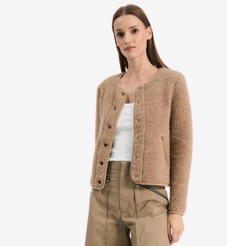 Giacca in pile di lana ultraleggero naturale per comfort