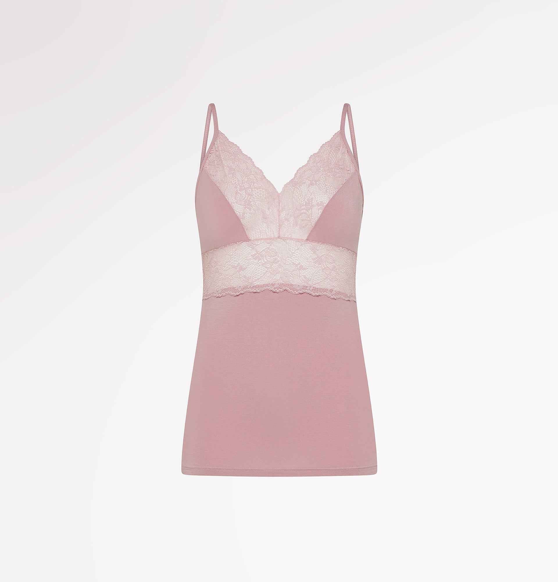 Canottiera in tessuto naturale e pizzo biodegradabile