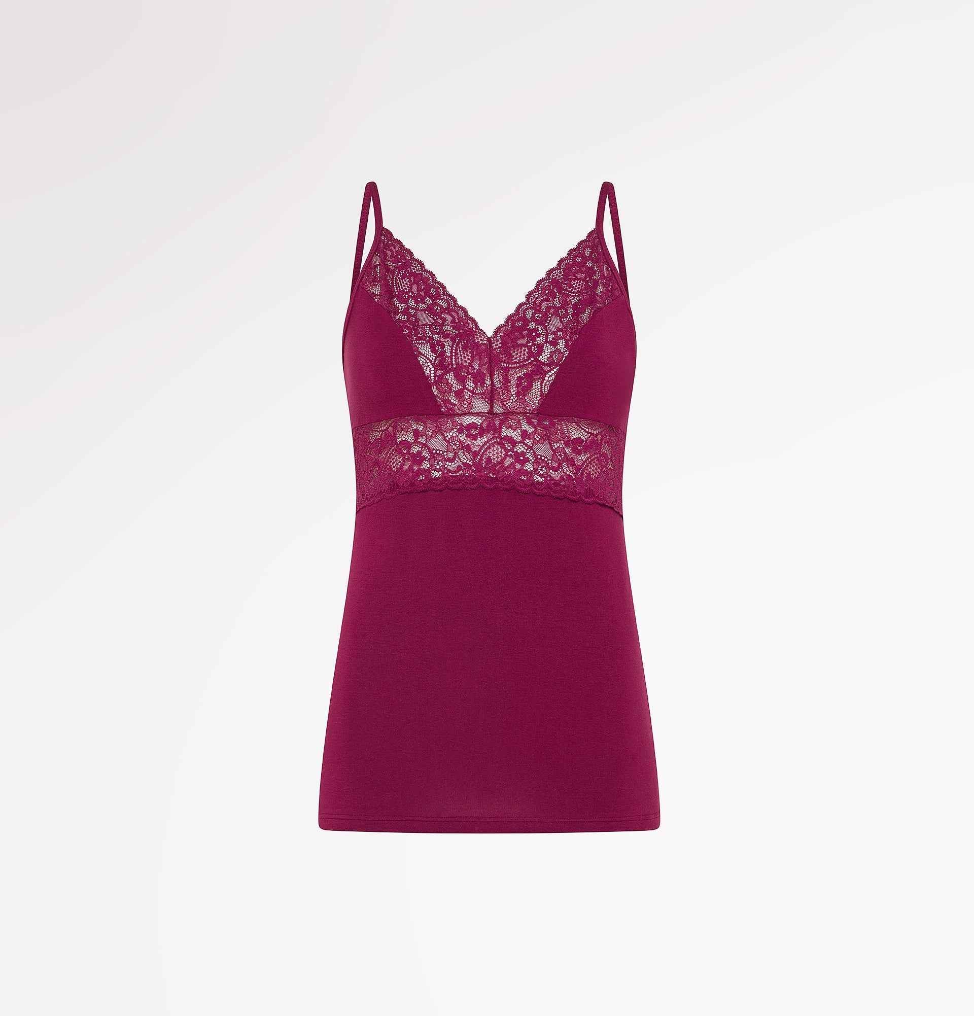 Canottiera in tessuto naturale e pizzo biodegradabile