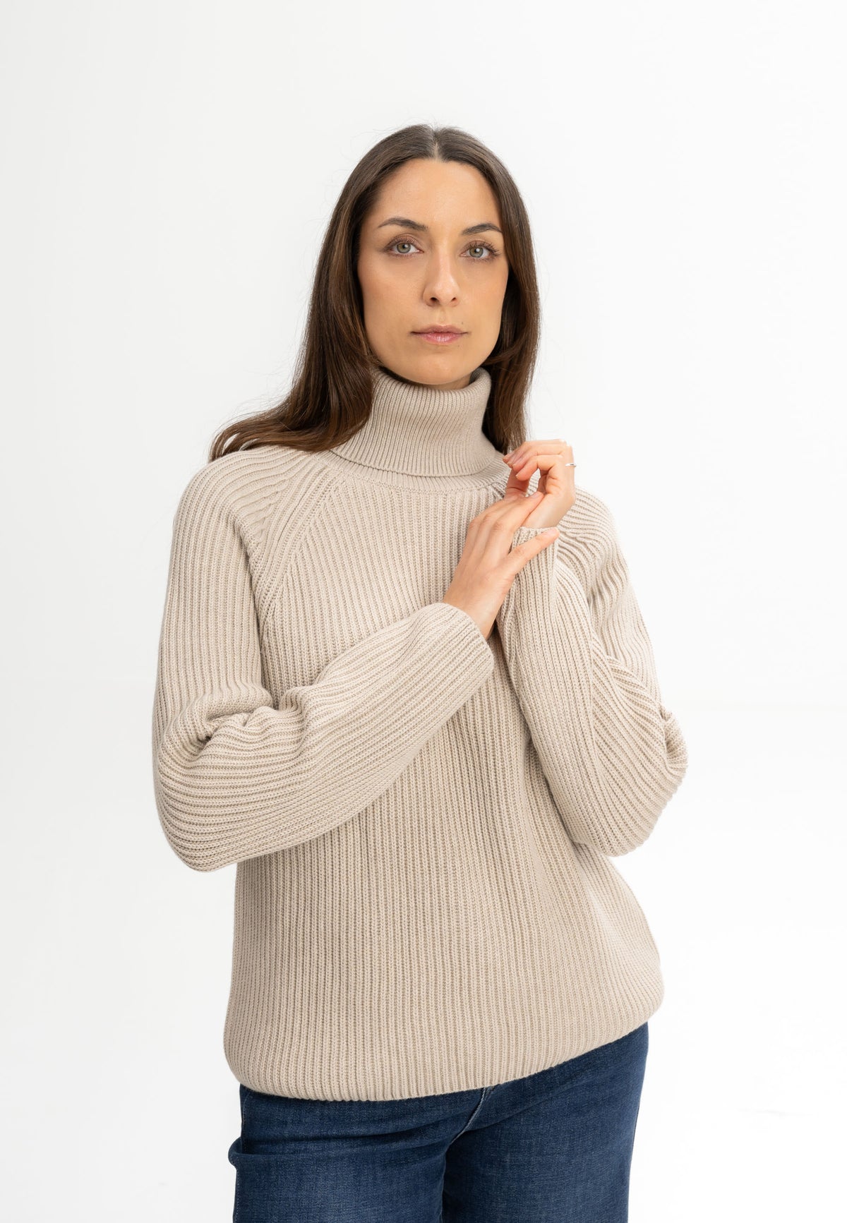 100% Organic Cotton ribbed turtleneck sweater