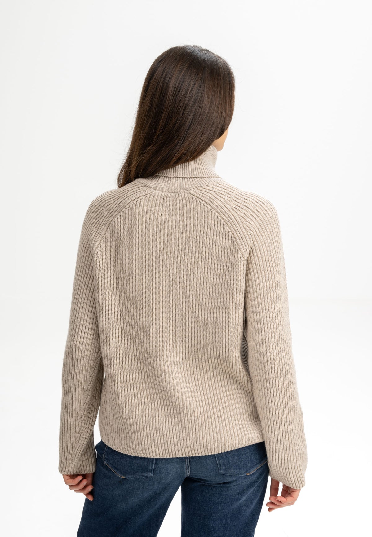 Maglione a collo alto a coste in 100% Cotone Organico