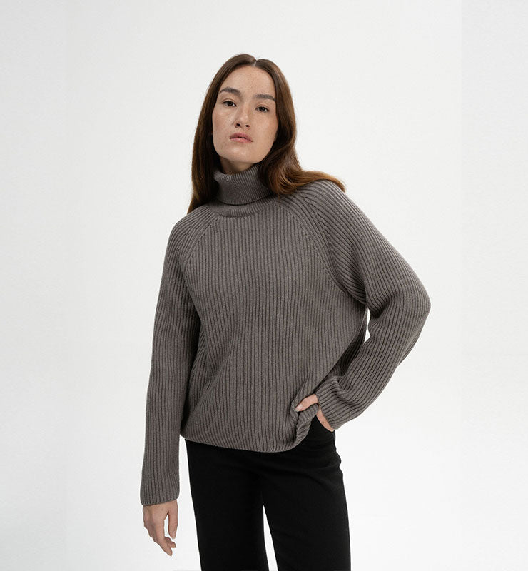 Maglione a collo alto a coste in 100% Cotone Organico - CASAGIN