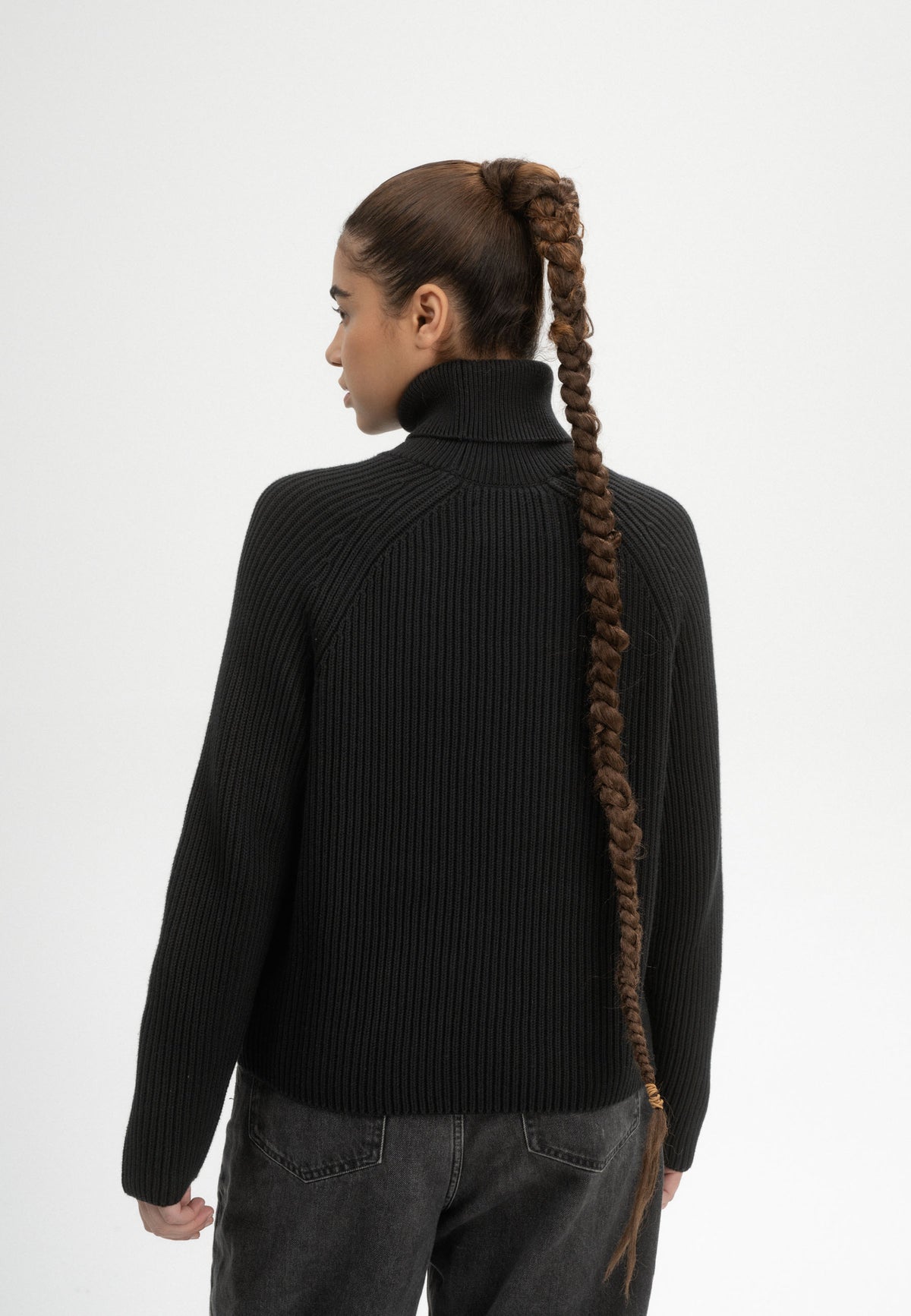 100% Organic Cotton ribbed turtleneck sweater