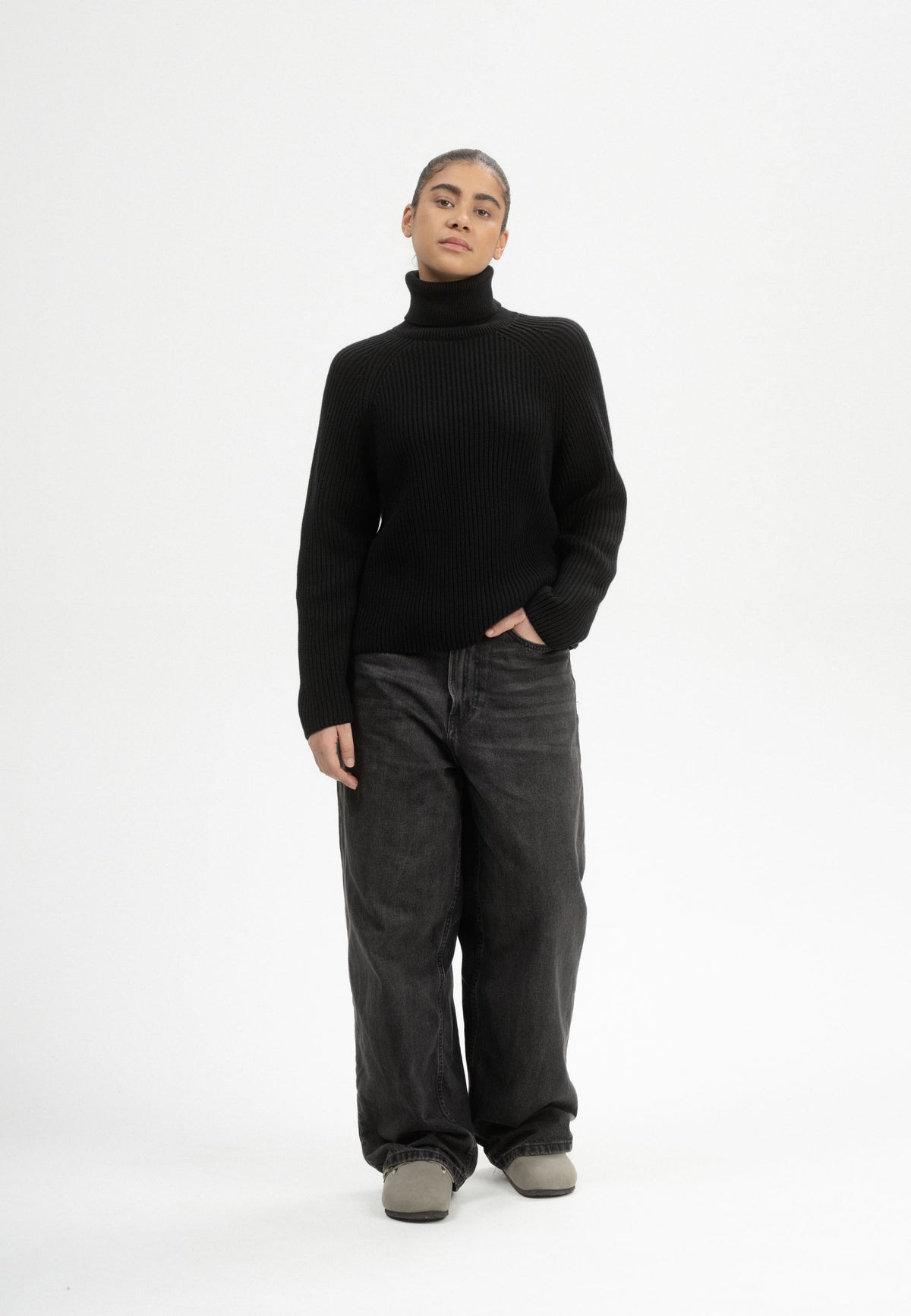 100% Organic Cotton ribbed turtleneck sweater