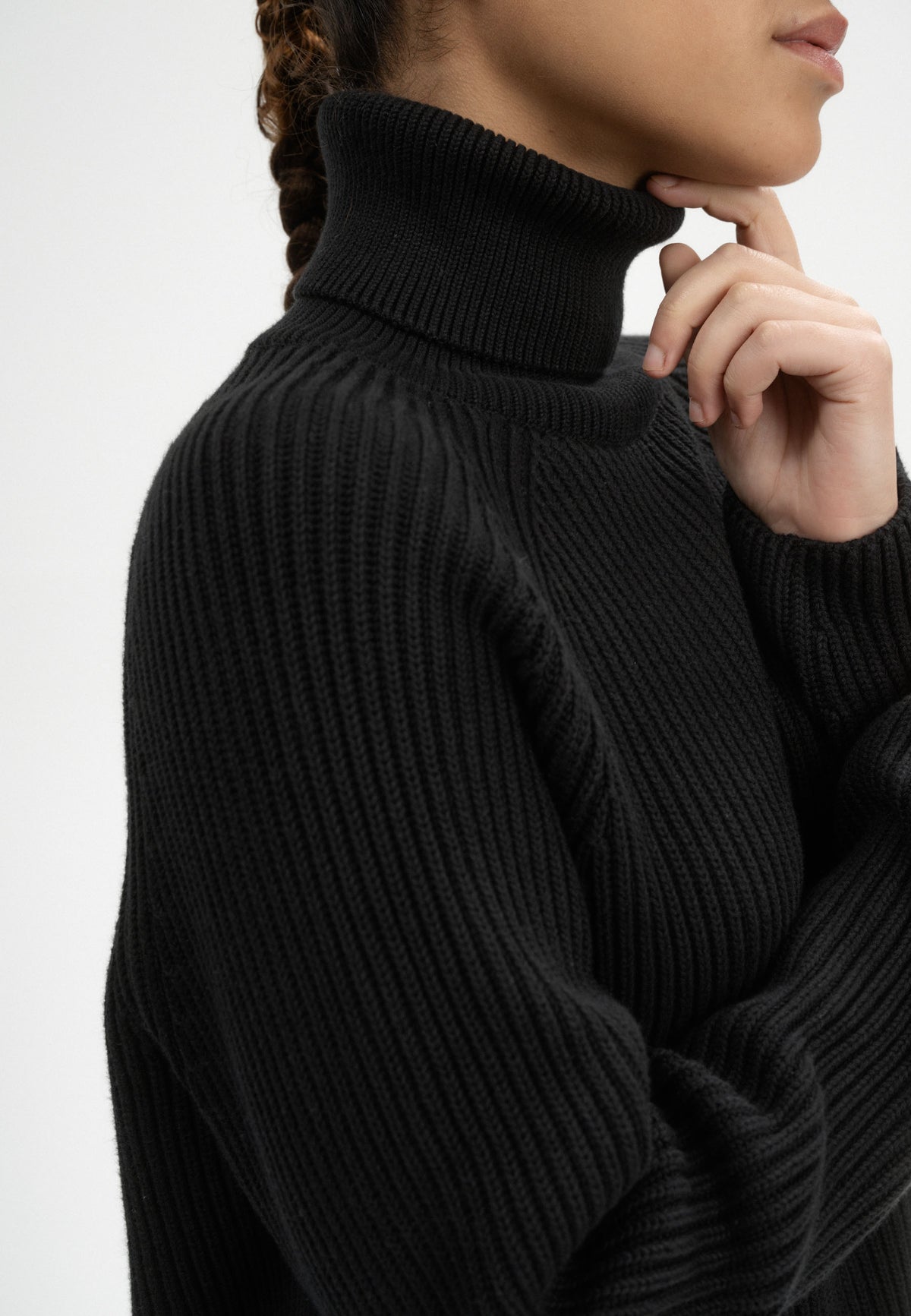 100% Organic Cotton ribbed turtleneck sweater