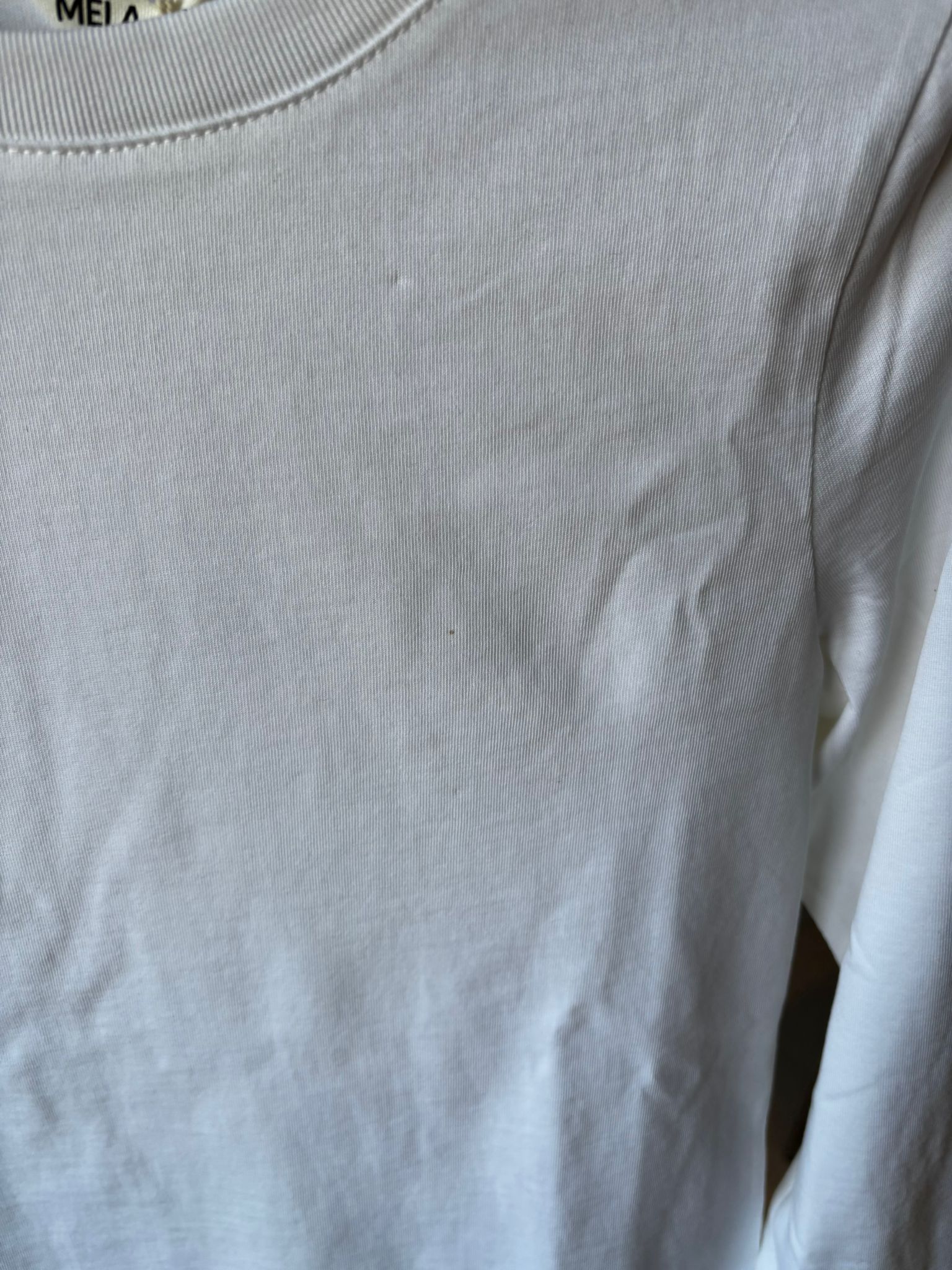 Maglia maniche lunghe con polsini in cotone organico pensante bianca