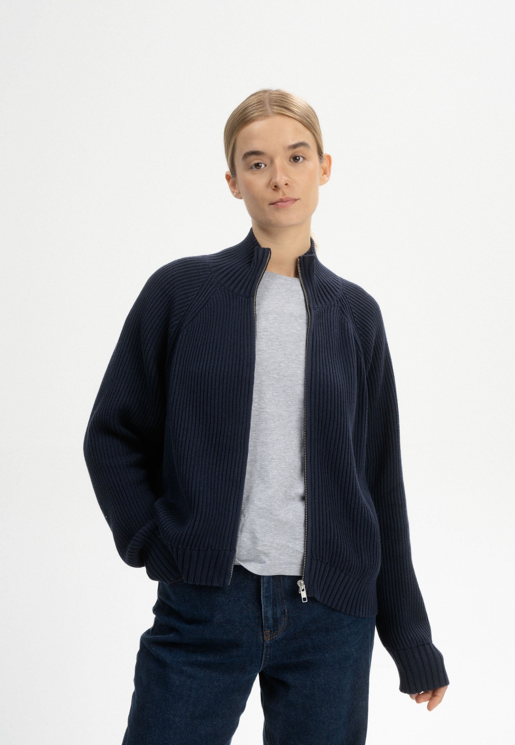 Giacca in Maglia di Cotone Biologico con Zip