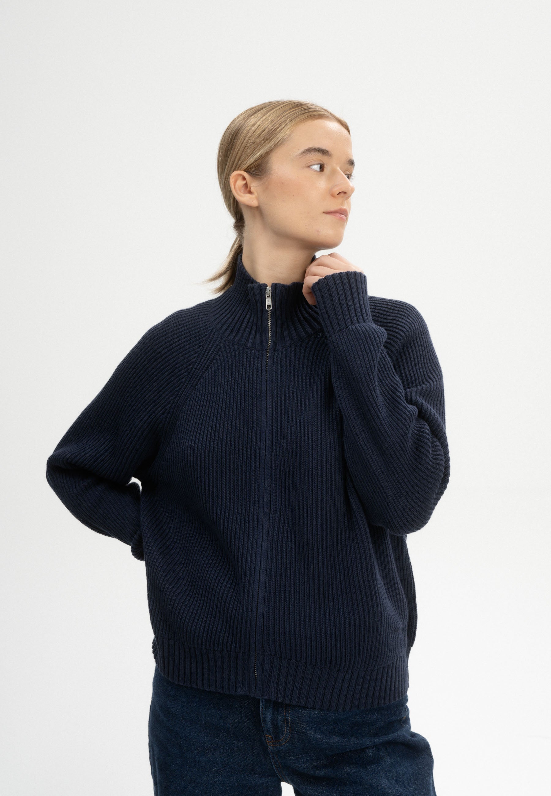 Giacca in Maglia di Cotone Biologico con Zip