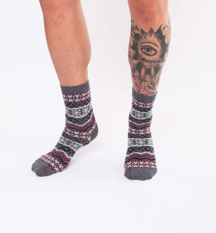 Calzini in lana merino naturali fantasia nordica