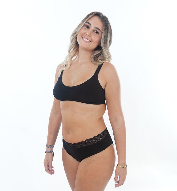 Slip mestruale in cotone biologico con pizzo