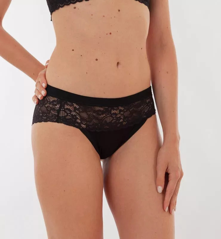 Slip midi in tessuto naturale e pizzo biodegradabile - CASAGIN