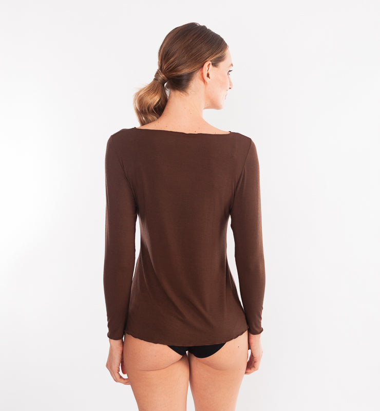 Maglia scollo barchetta in TENCEL™ cashmere a maniche lunghe