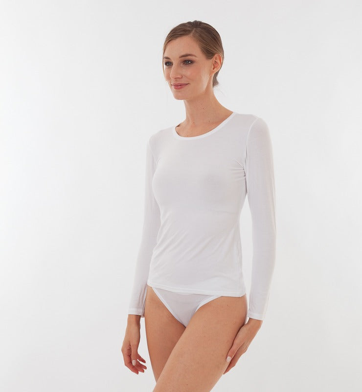 Langärmliger TENCEL™-Pullover mit Rundhalsausschnitt