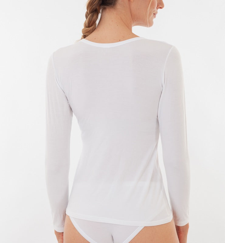 Langärmliger TENCEL™-Pullover mit Rundhalsausschnitt