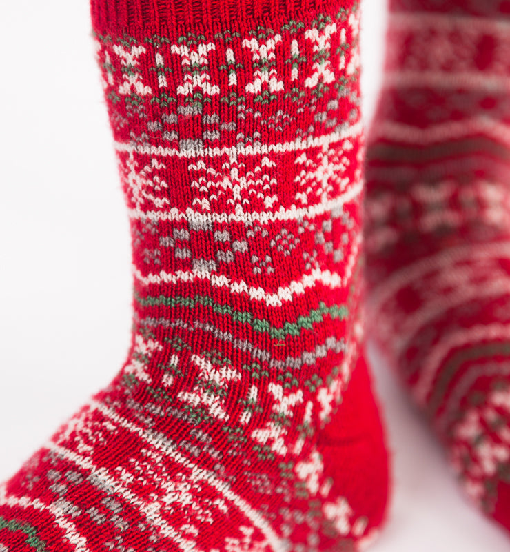 Calzini in lana merino naturali fantasia nordica