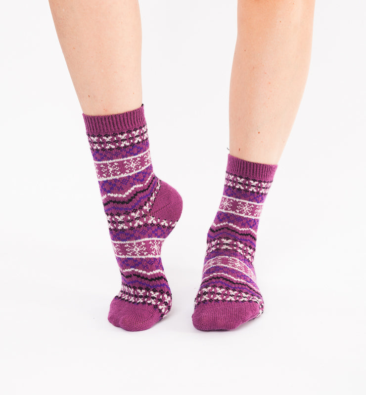 Calzini in lana merino naturali fantasia nordica