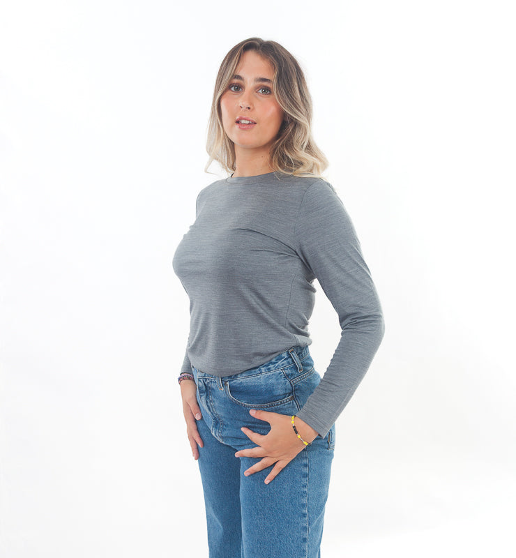 Damen-T-Shirt aus Bio-Merinowolle und Maulbeerseide