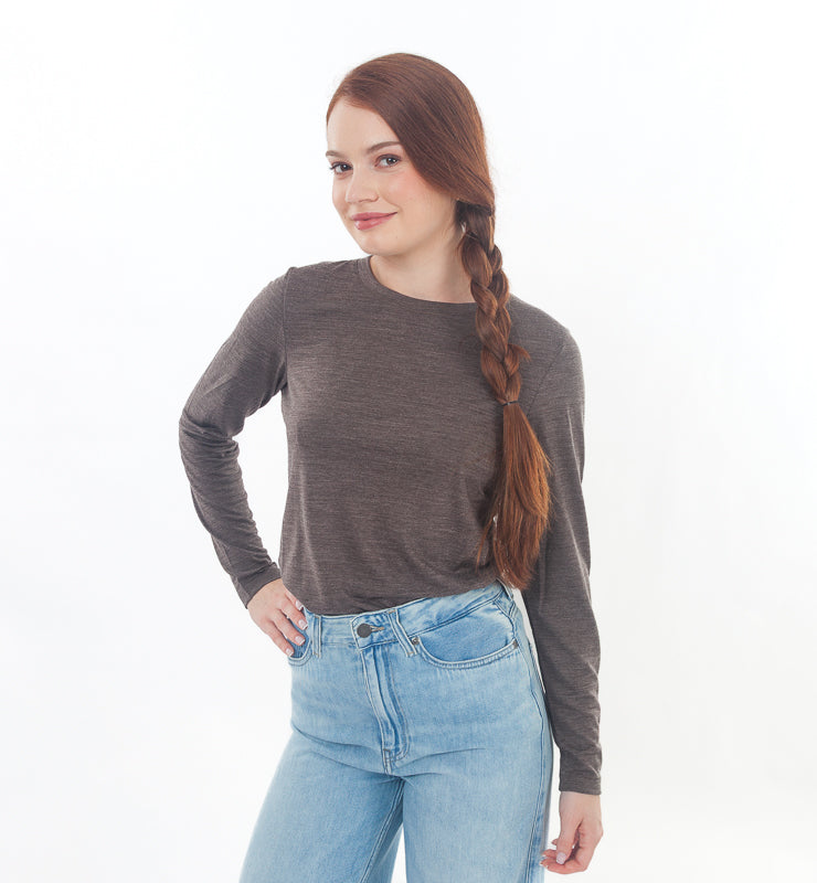 Damen-T-Shirt aus Bio-Merinowolle und Maulbeerseide