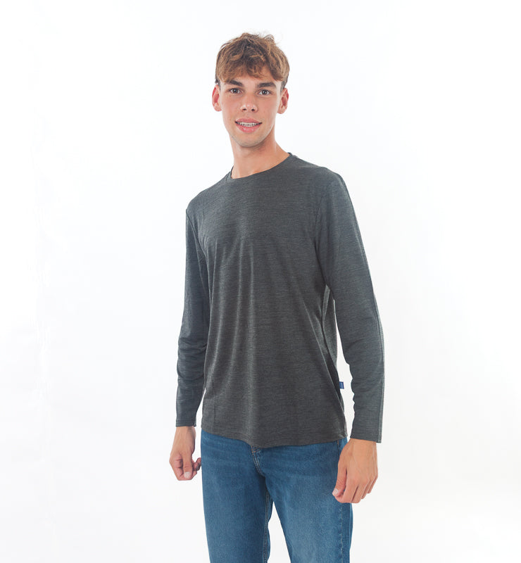 Maglia a maniche lunghe uomo in Lana Merino Bio e Seta di Gelso