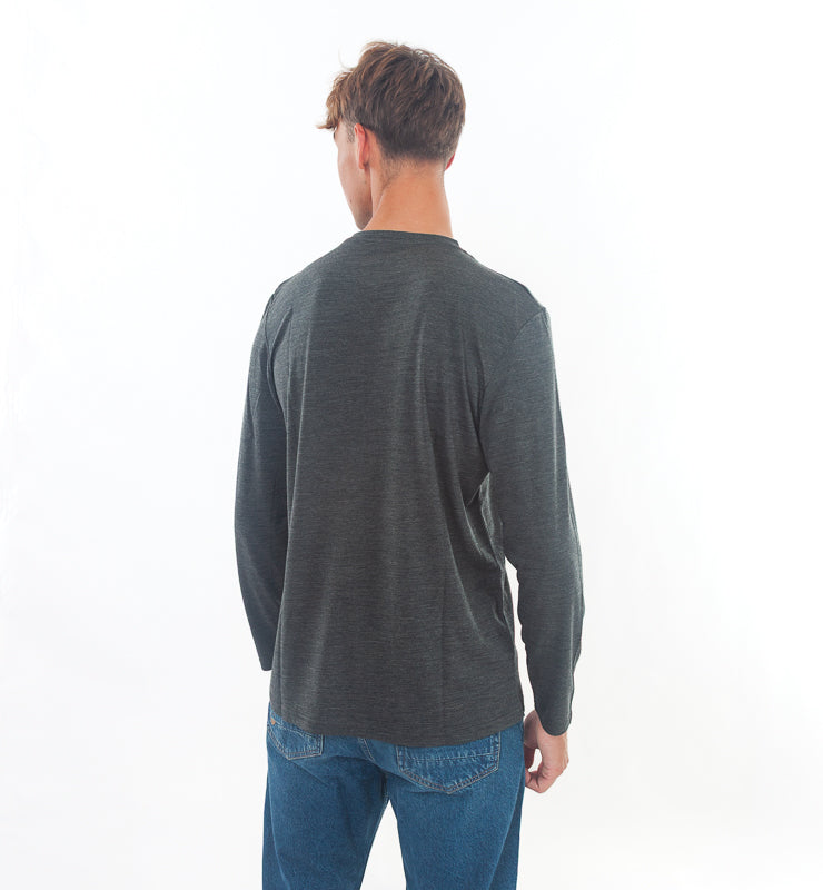 Maglia a maniche lunghe uomo in Lana Merino Bio e Seta di Gelso