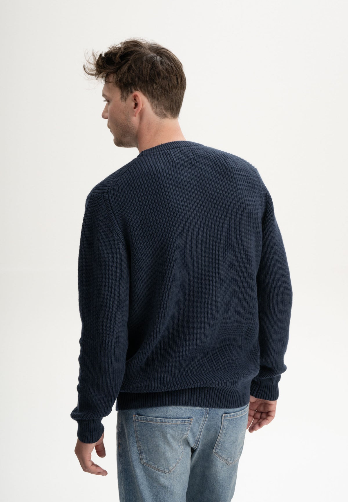 Maglione uomo girocollo in 100% Cotone Biologico a Coste