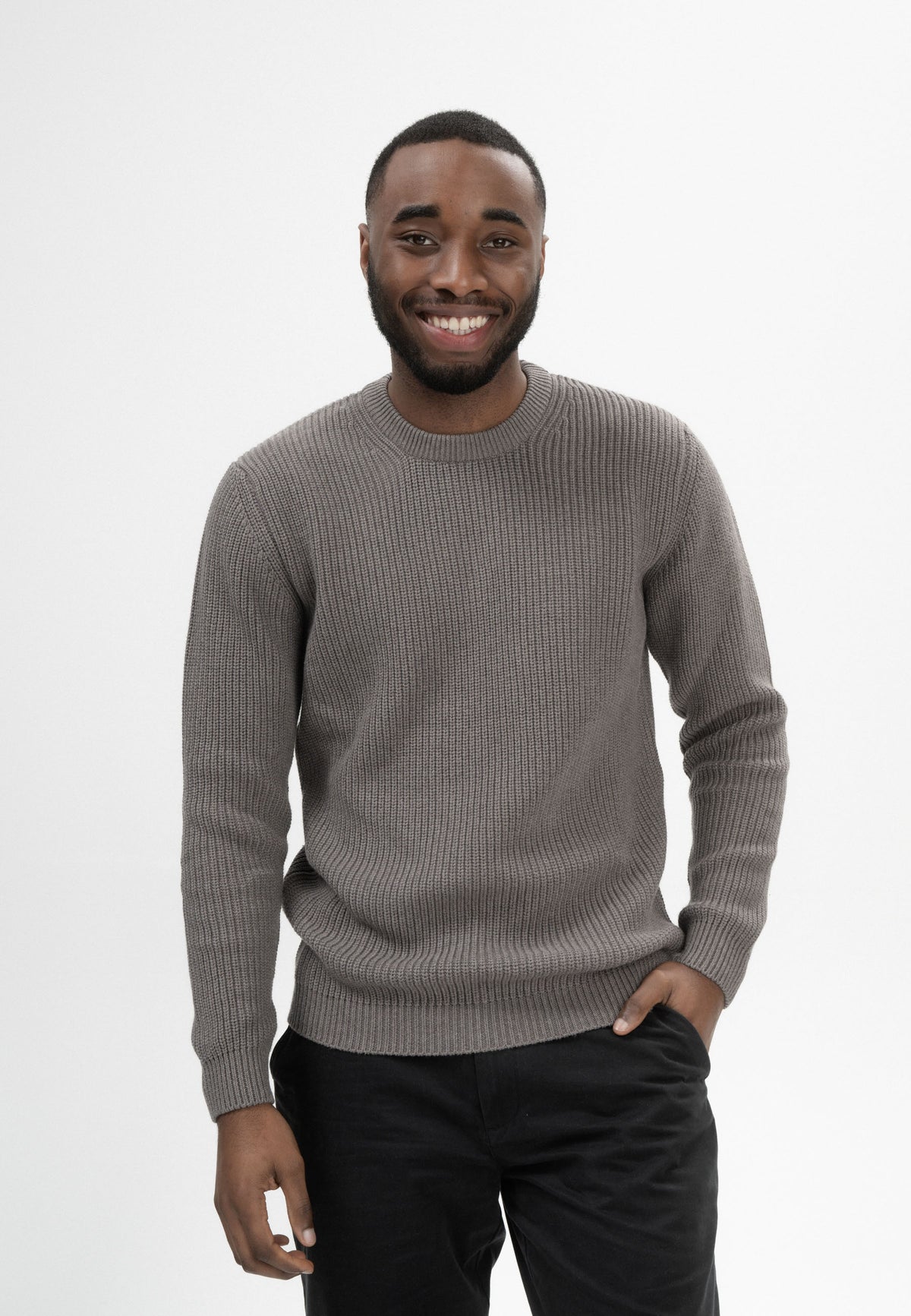 Maglione uomo girocollo in 100% Cotone Biologico a Coste