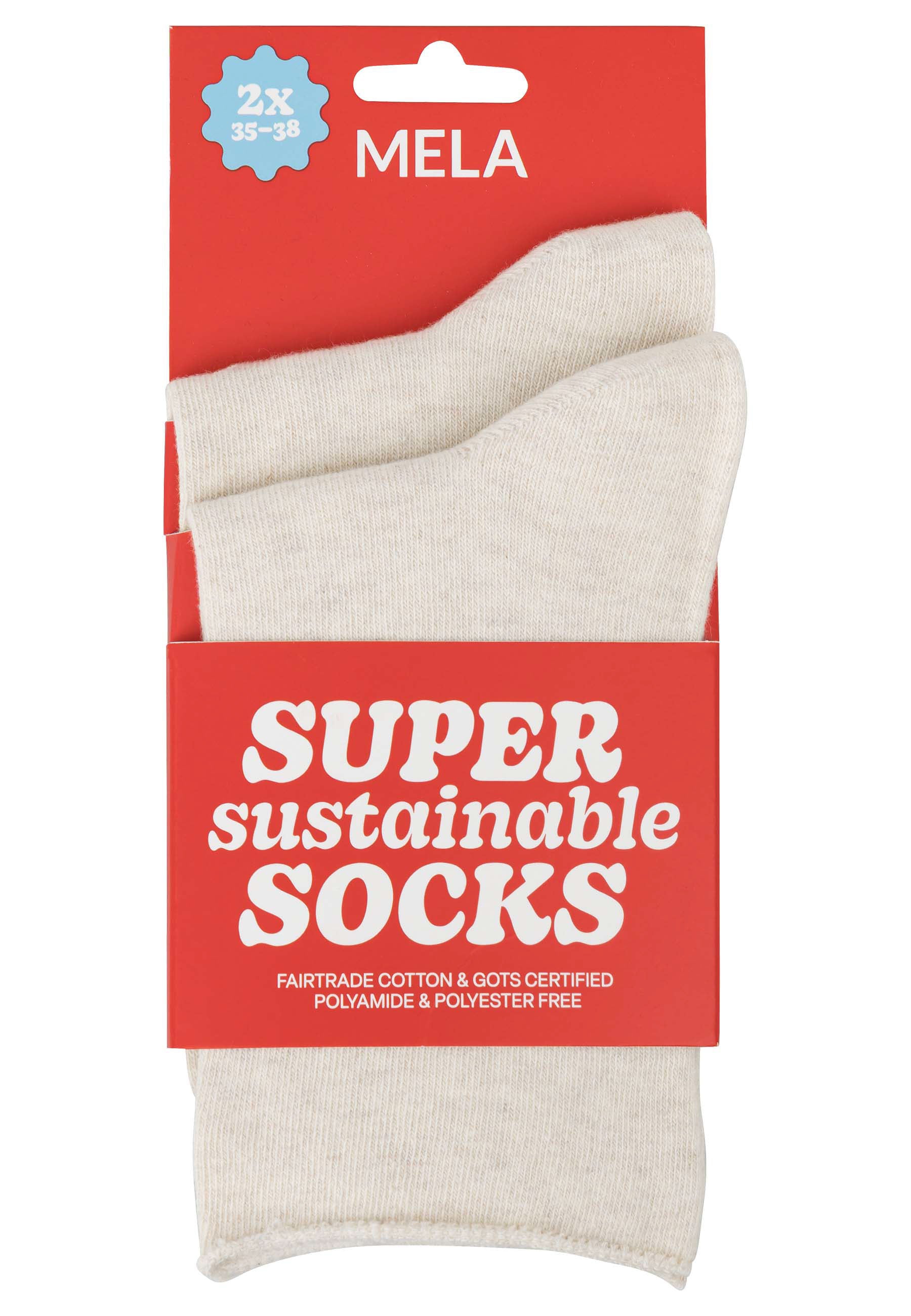 2 Pack Calzini con Bordo Arrotolato in Cotone Biologico Fairtrade