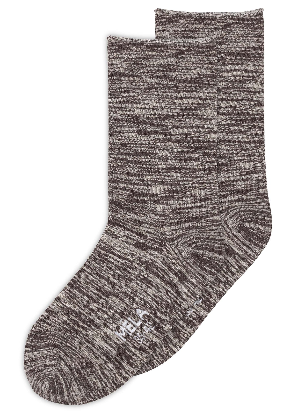 2 Paia Calzini con Bordo Arrotolato in Cotone Biologico Fairtrade