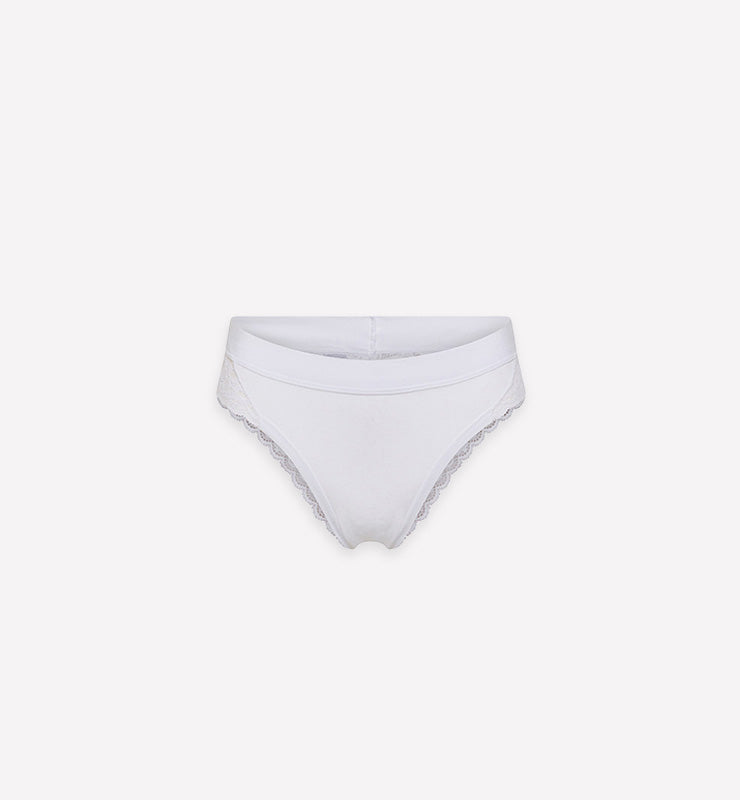 Slip a brasiliana in tessuto naturale e pizzo - CASAGIN