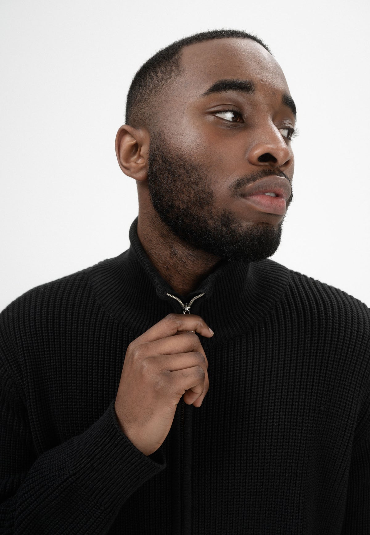 Giacca uomo in Cotone Biologico GOTS – Rib Knit con Zip