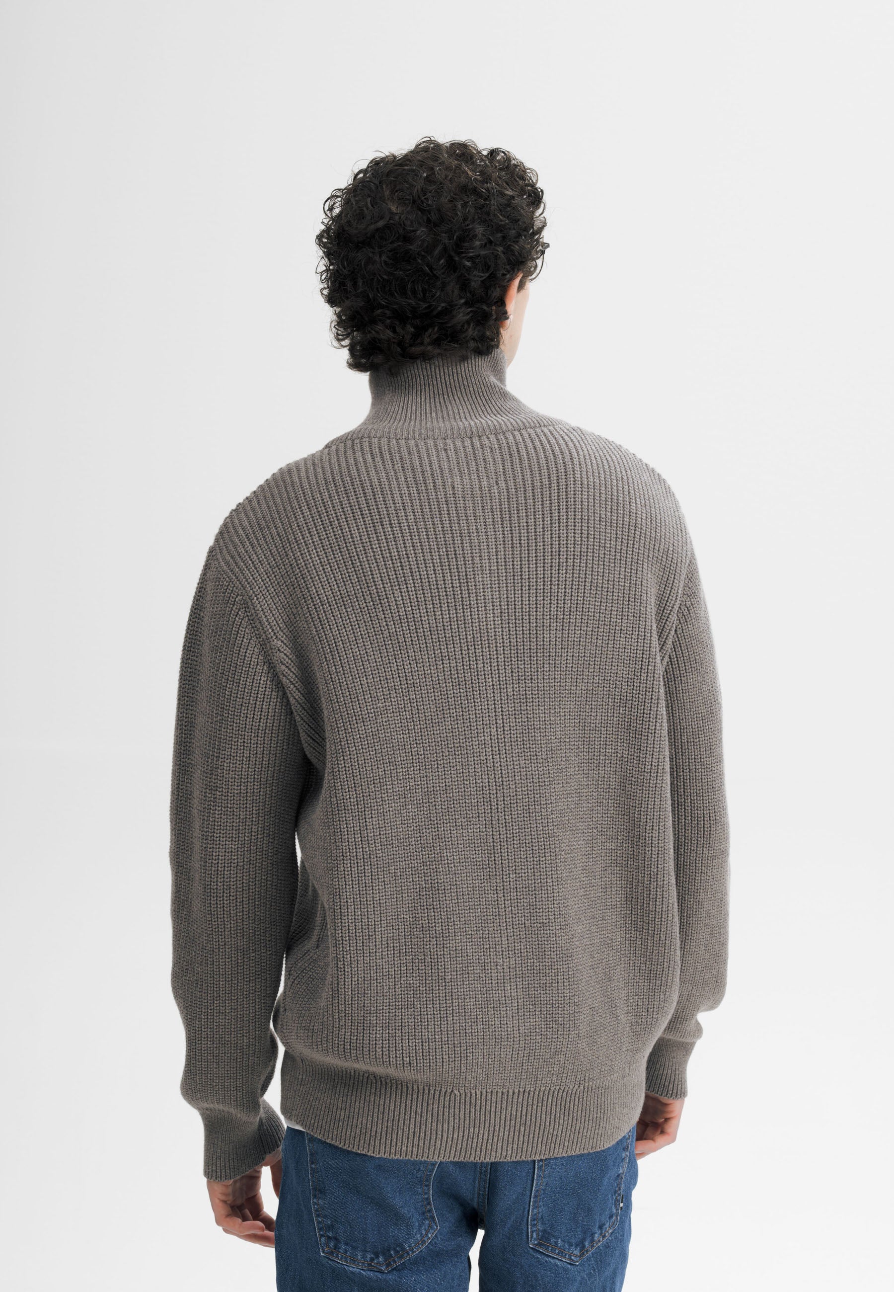 Giacca uomo in Cotone Biologico GOTS – Rib Knit con Zip