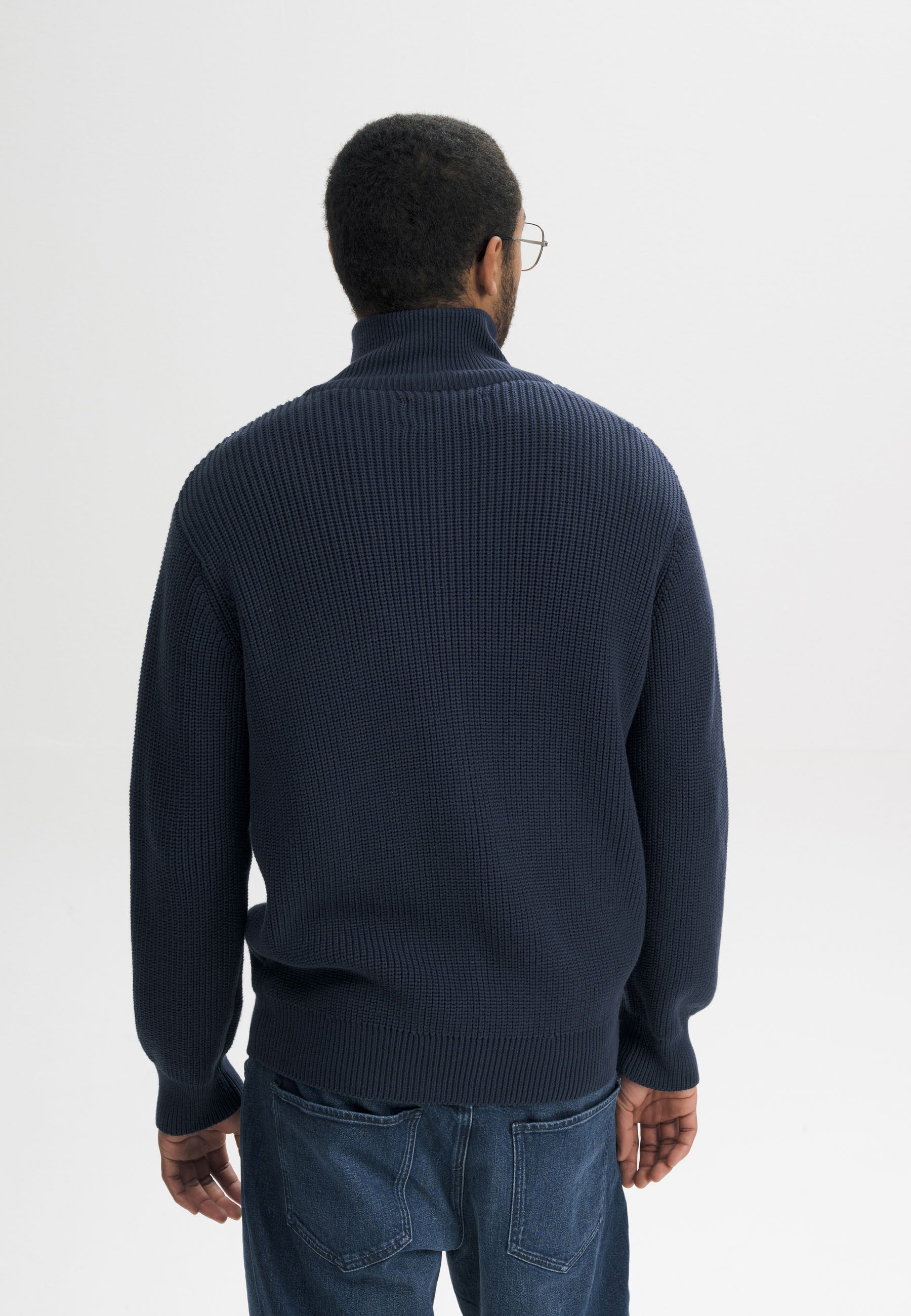 Giacca uomo in Cotone Biologico GOTS – Rib Knit con Zip