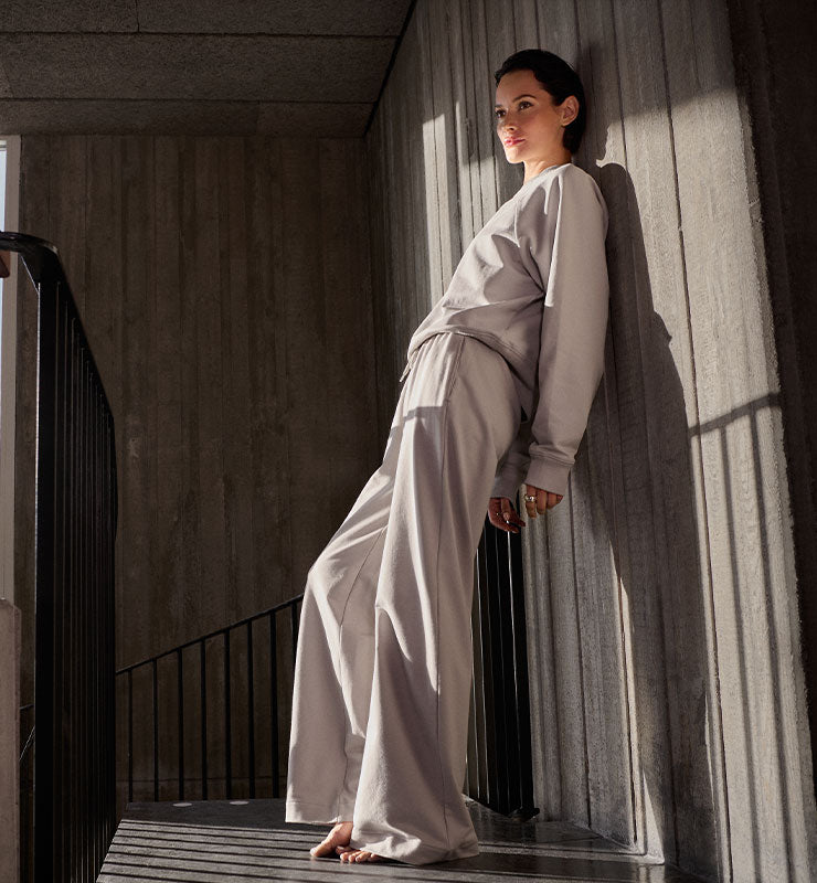 Pantaloni palazzo felpa leggera in Cotone Biologico - CASAGIN