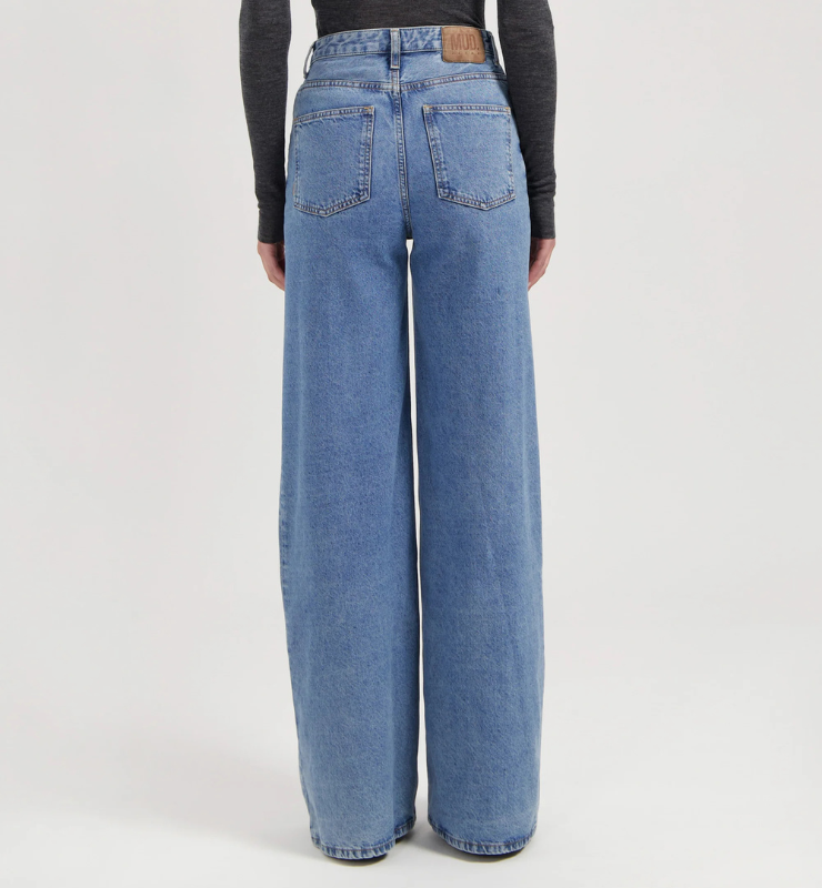 Jeans Donna vita alta palazzo in Cotone Biologico e Riciclato