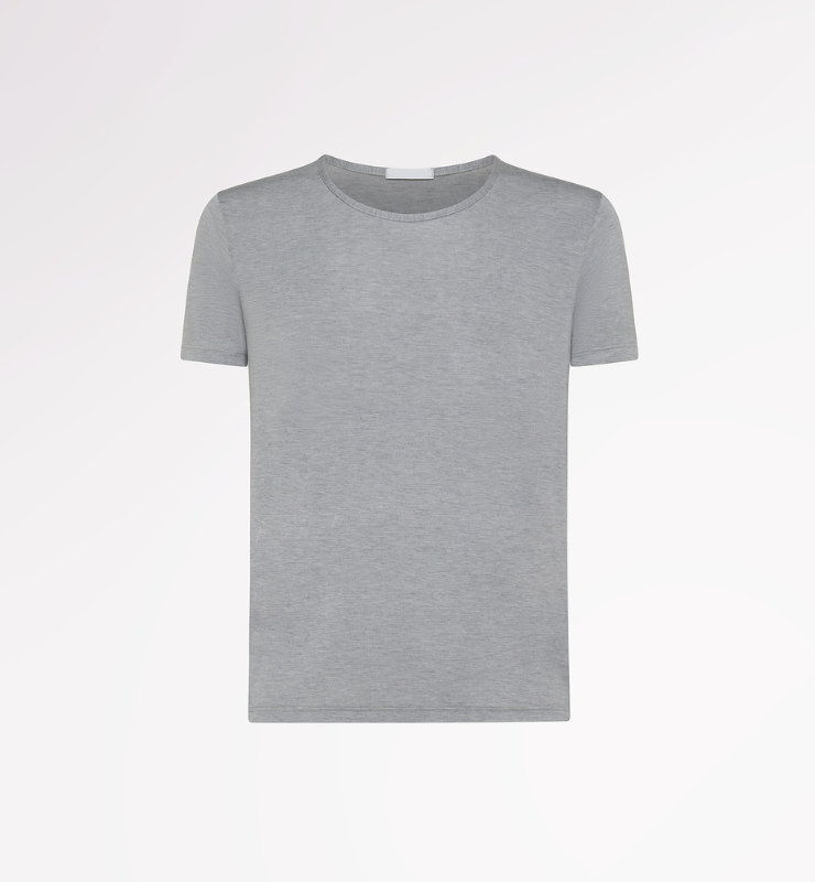 T-Shirt Uomo Basic Maniche Corte In Puro Cotone - Grigio Misto, Taglia 52 - Stile Vintage