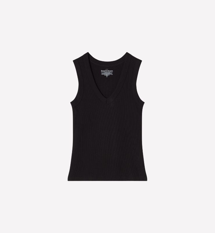 Canotta scollo a v a costine in Cotone Biologico