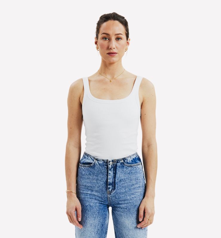 Canotta spallina fina a costine in Cotone Biologico