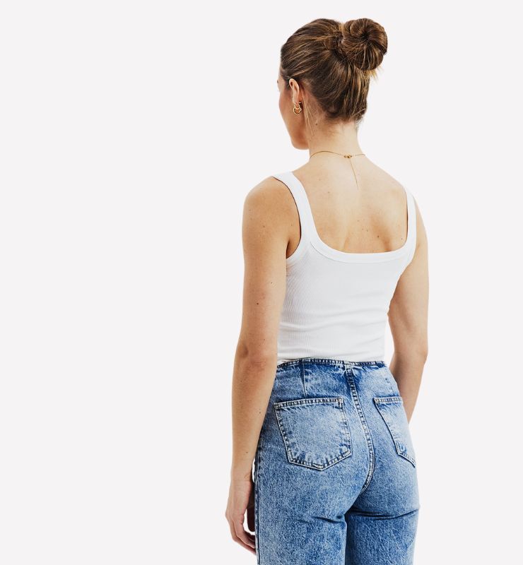 Canotta spallina fina a costine in Cotone Biologico