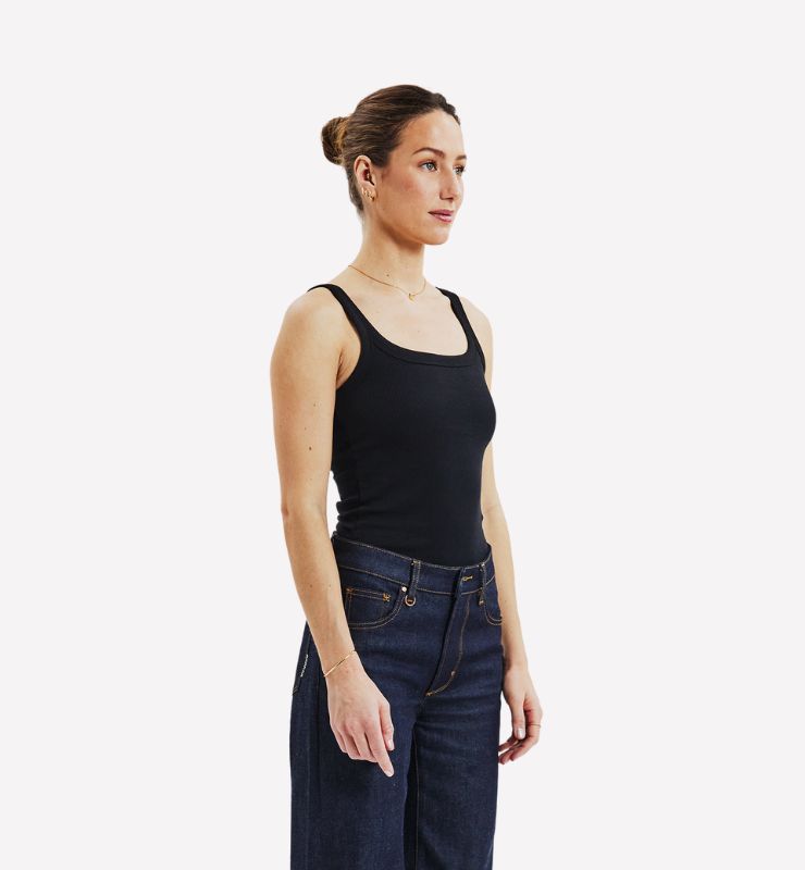 Canotta spallina fina a costine in Cotone Biologico