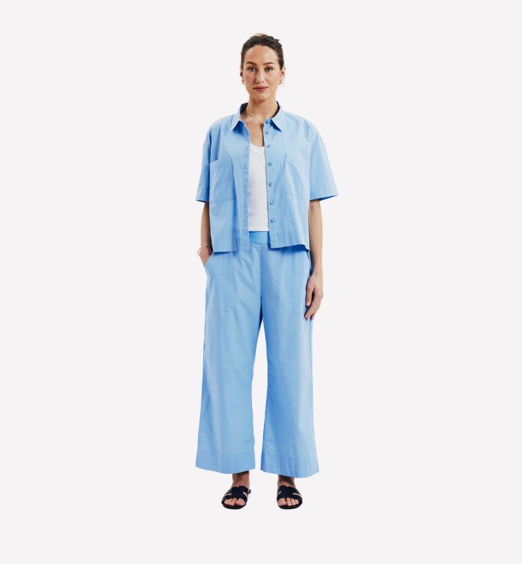 Pantaloni crop in popeline 100% Cotone Biologico