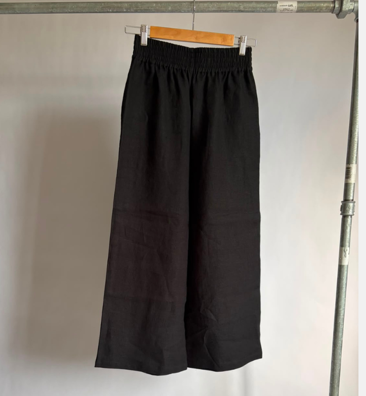 Pantalone crop in 100% lino nero