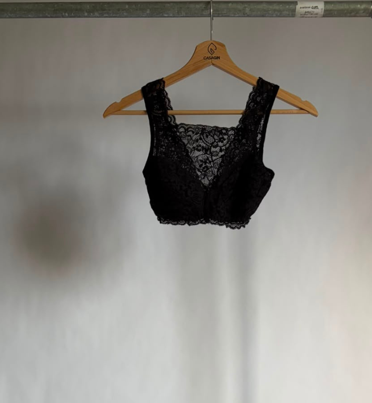 Bralette in pizzo biodegradabile nero