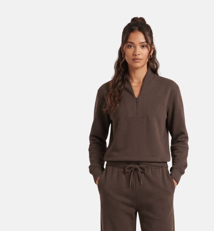 Felpa collo alto in Cotone Biologico con Half Zip