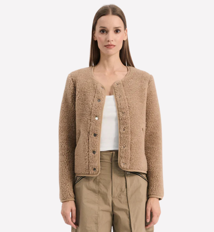 Giacca in pile di lana ultraleggero naturale per comfort