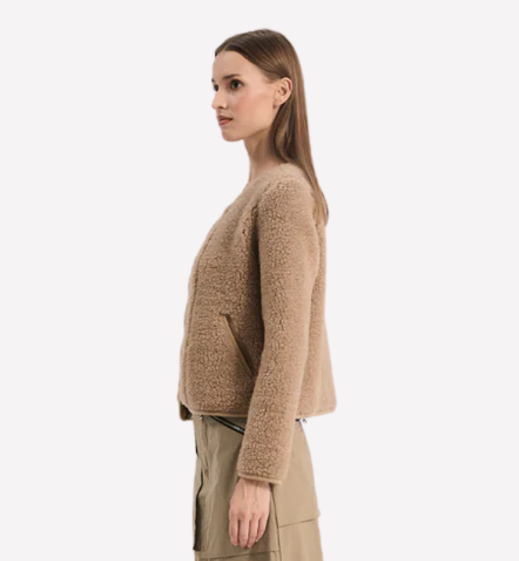 Giacca in pile di lana ultraleggero naturale per comfort